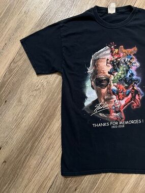 Stan Lee Shirt Men Medium Black Thanks for the Memories Graphic Tee Port Company